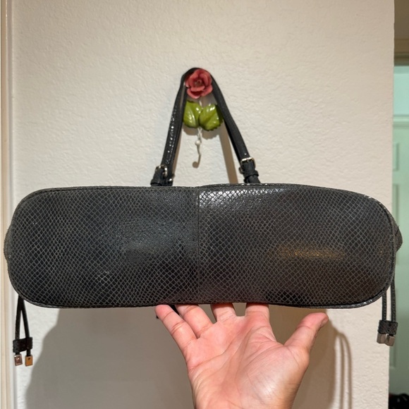 Calvin Klein Black and Silver Leather Tote with Distressed Finish - Picture 4 of 8